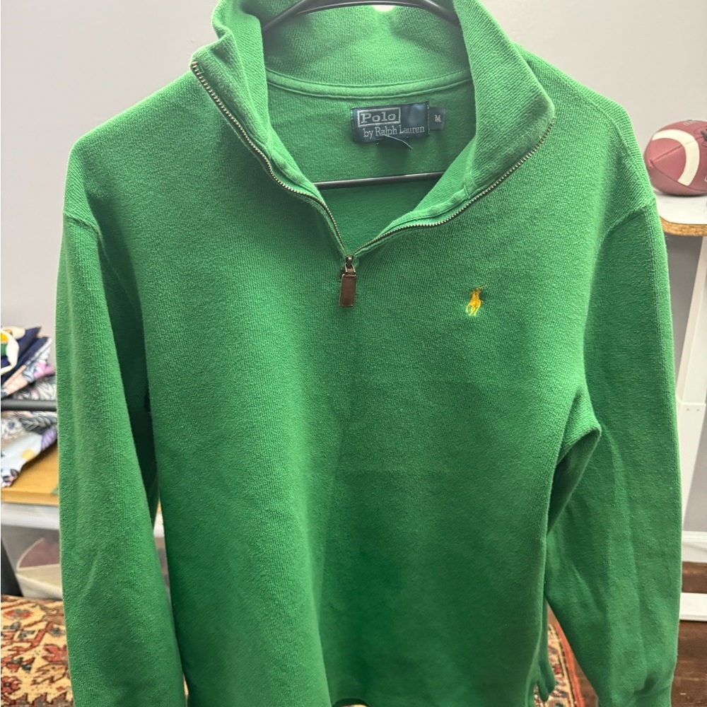 Polo by Ralph Lauren Men's Green Zip-Up Sweater